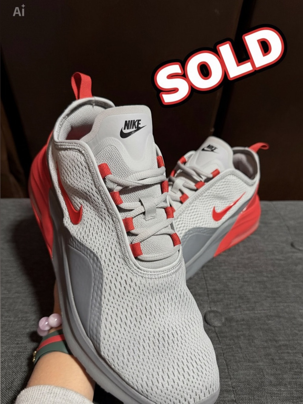 Nike White and Red Mesh Athletic Trainers